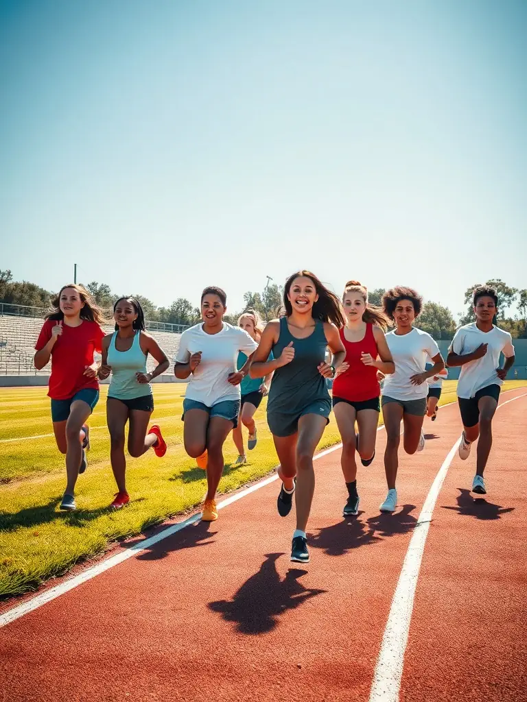 A diverse group of students participating in track and field events, illustrating the athletics program's focus on individual achievement and overall fitness at ASSOCIATION SPORTIVE ET CULTURELLE LA SAULE.