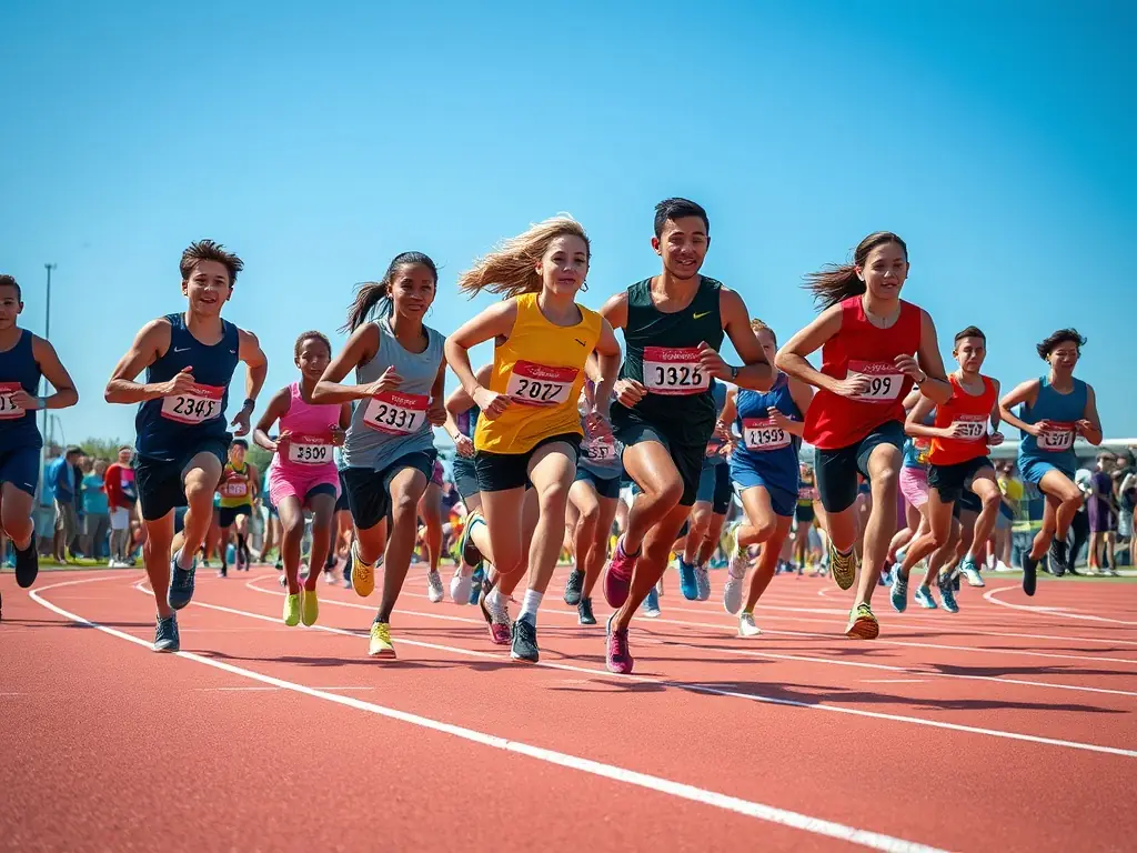Students participating in a track and field event, showcasing speed, endurance, and individual achievement.